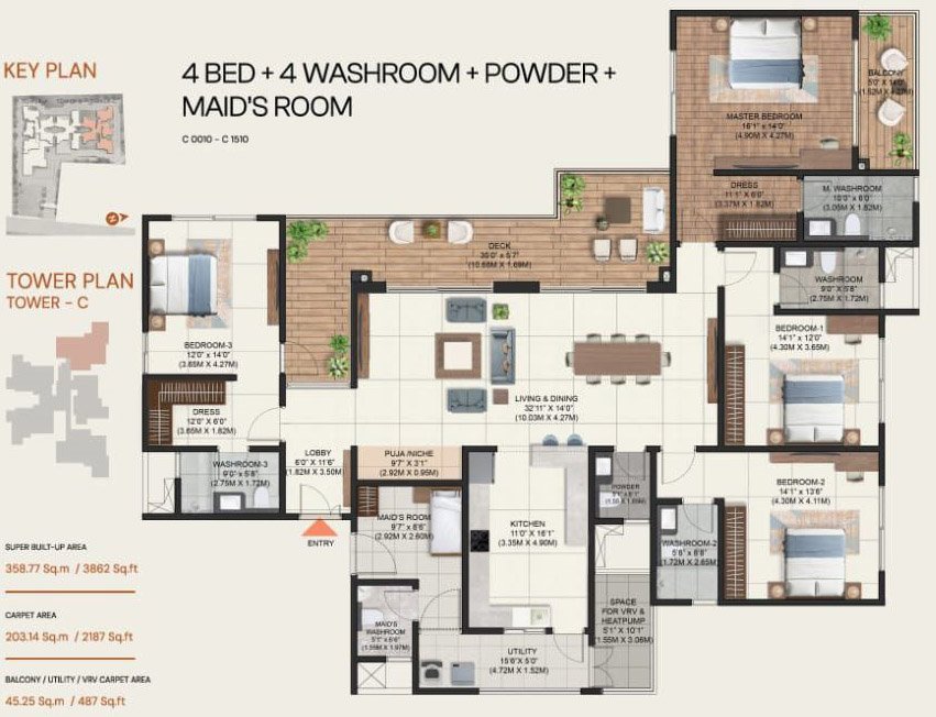 Brigade Stellaris Velachery 4bhk floor plan